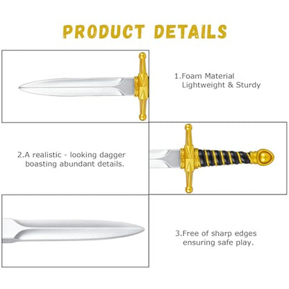 Pterosauria 2pcs PU Foam Fake Dagger Weapons, Cosplay Sword Props for Play Fighting Costume Accessory Party - color: Gold-2pcs