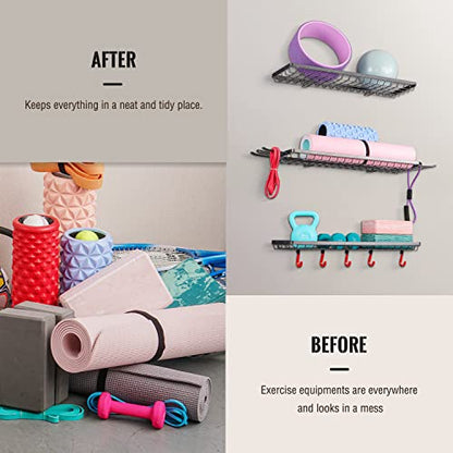 Mythinglogic 3-Piece Wall Mount Ball Storage and Sports Equipment Organizer