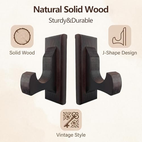 NANGOPOP Sword Wall Mount Display Hooks - Wood Sword Holder Rack, Hanger for Martial Arts Weapons, Axe, Knife, Dagger, Lightsaber and Wizard Wand at Home or Office