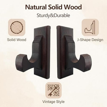 NANGOPOP Sword Wall Mount Display Hooks - Wood Sword Holder Rack, Hanger for Martial Arts Weapons, Axe, Knife, Dagger, Lightsaber and Wizard Wand at Home or Office
