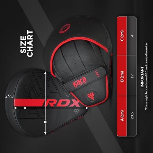 RDX Boxing Pads and Gloves Set, Maya Hide Leather Kara Hook and Jab Curved Focus Mitts with Punching Gloves for MMA, Muay Thai, Kickboxing Coaching, Martial Arts - color: Red, size: 14OZ