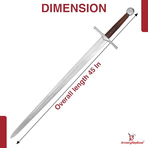 Armory Replicas™ Medieval Hand Forged Knight Sword EN45 Carbon Steel Full Tang with Scabbard - style: Two-Handed Norman Sword