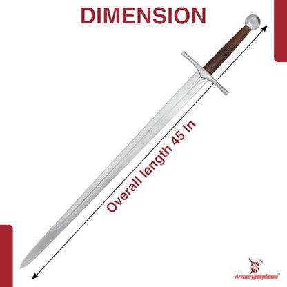 Armory Replicas™ Medieval Hand Forged Knight Sword EN45 Carbon Steel Full Tang with Scabbard - style: Two-Handed Norman Sword