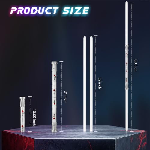 Light Saber, Heavy Dueling Light Sabers 2 Pack, 12 RGB Colors 16 Sound Fonts with Metal Hilt Double-Bladed Light Saber Smooth Swing Motion Control 2 in 1 Light Sabers for Adults