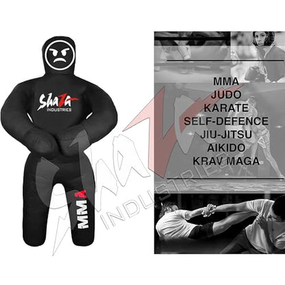 Shaza Grappling Kids Dummy for Fitness & Training, Pose, Strike & Throw Wrestling Dummy for 100cm. Punching Dummy for MMA, Jiu-Jitsu, Judo, Karate & Wrestling Practice & Sparring - color: Black