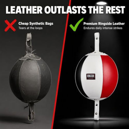 Ringside Leather Boxing Double End Bag with Bungee Cables - size: 5"