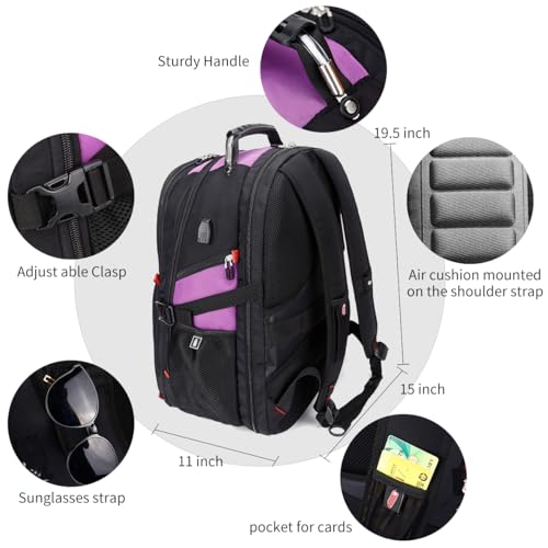 SHRRADOO Large Travel Laptop Backpack for Women, Work College Backpacks - color: Purple