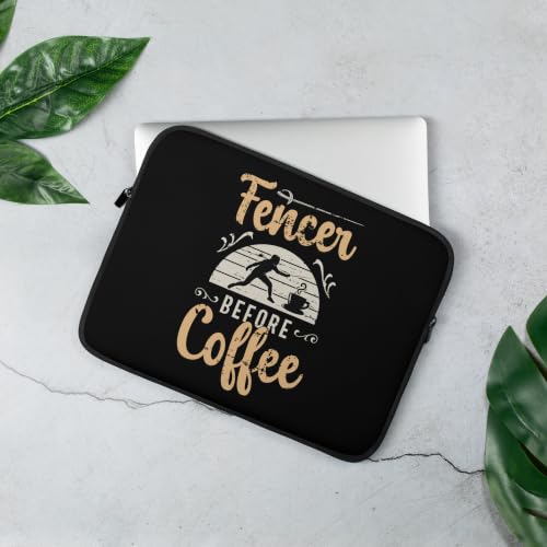 Fencer Before Coffee Longsword Fencing Coffee Lover Fencer Graphic Laptop Sleeve - size: 13 Inches