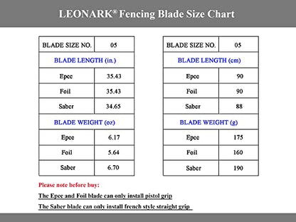 LEONARK Fencing Wired Sword Spare Blade - Set of 2 Stainless Steel #5 Alternative Blade for Epee Foil and Saber - 2 Pack with Blade Bag - size: #5 Foil