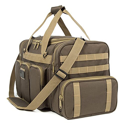 Heavy Duty Range Duffel Quality Tactical Gear Travel Sports Equipment Gym Bag Lockable Zippers with US Flag Patch (27" Khaki) - size: 27" Khaki