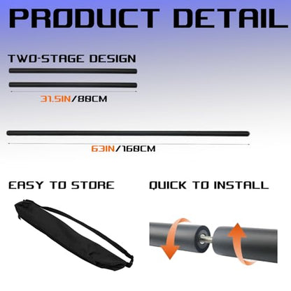 SeJean 5.3FT Foldable Steel Bo Staff — Foam Padded Martial Arts Training Stick for Safe Practice, Portable Design with Carrying Bag