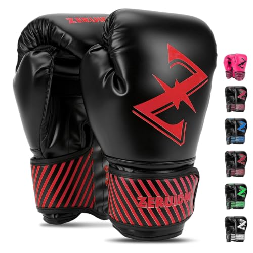 Kids Boxing Gloves 6 oz Youth Training Sparring Gloves for 3–12, Leather Ventilated Mesh, Boys Girls Junior Punching Gloves for PunchBag Focus Pads MMA Muay Thai Kickboxing - color: Red