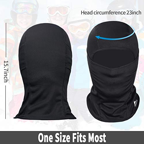 Achiou Ski Mask for Men and Women, Lightweight UV Balaclava Face Cover - color: Black