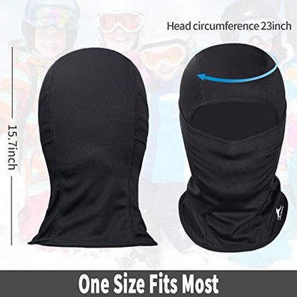 Achiou Ski Mask for Men and Women, Lightweight UV Balaclava Face Cover - color: Black