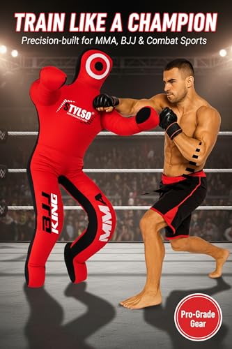 Un-Filled Grappling Dummy Wrestling Dummy Jiu Jitsu Dummy for BJJ MMA Judo Karate Practice Adult Kids - color: Red, size: 5ft / 60"