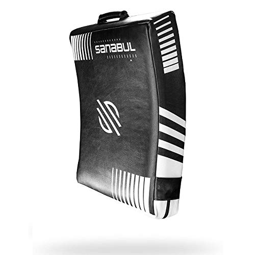 Sanabul Lab Series Striking Punch Shield Kickboxing Karate Martial Arts Muay Thai Taekwondo Kick Pads - Black/White, Standard