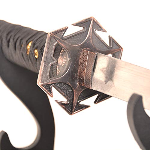 Sword Valley Authentic Ninja Samurai Sword 3-Piece Set with 3-Tier Display Stand – Shinobi Engraved Scabbards, Stainless Steel Blades, Waxed Cotton Handle (38.9"+30.5"+21.1")