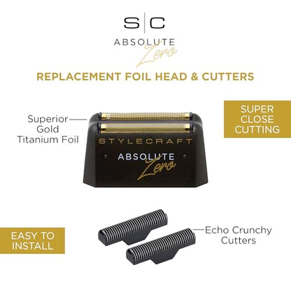 StyleCraft Absolute Zero Foil Shaver for Men Retractable Precision Trimmer - color: Gold Foils, Black Echo Cutters