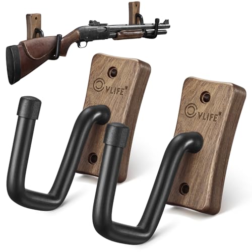 CVLIFE Gun Rack for Wall, Gun Hook Wall Mount, Shotgun Rifle Hanger Holder - color: Black Walnut