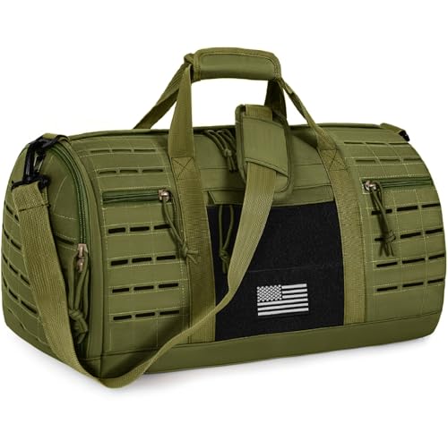 GMAK Military Tactical Duffle Bag for Men, 40L Sports Gym Bag Carry on Bag - color: Army Green