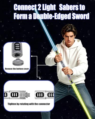 4 Pack 7 Colors Light Up Saber, Extendable Led Light Saber with FX Sound(Motion Sensitive), Galaxy War Fighter Sword Toy for Kids, Halloween Xmas Birthday Present