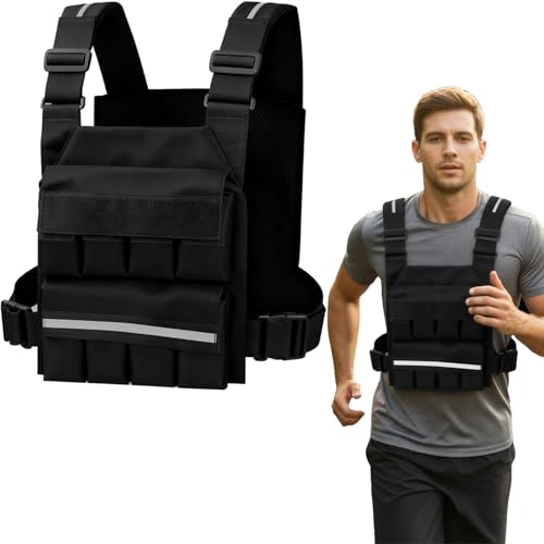 SUNRISING Weight Vest for Men Women，Adjustable Weighted Vests Strength and Endurance Training Fitness Workouts Tactical Running（Excluding Lead Blocks） - color: Black