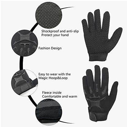 Long Keeper Kids Cycling Tactical Gloves – Boys Sport Climbing Fishing Gloves Anti Slip Full Finger Gloves - color: Black, size: Small