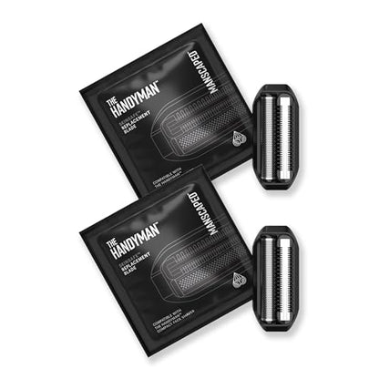 MANSCAPED® The Handyman™ Replacement Blade - Dual-Action SkinSafe® Long-Hair Leveler & Foil Blades for Portable Men’s Travel Facial Hair Groomer, Waterproof Compact Face Shaver (2-Pack)