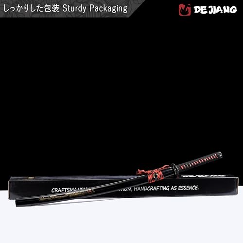 Katana Real Samurai Sword, Handmade Japanese Swords Full Tang 1060 1090 T10 Carbon Steel, for Training, Collecting, Dojo, Lovers of Japanese Culture etc. - color: Red Drogen, style: 1060