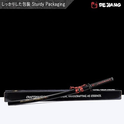 Katana Real Samurai Sword, Handmade Japanese Swords Full Tang 1060 1090 T10 Carbon Steel, for Training, Collecting, Dojo, Lovers of Japanese Culture etc. - color: Red Drogen, style: 1060