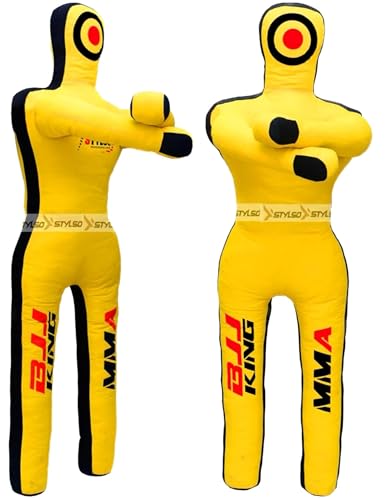 Unfilled Grappling Dummy – Adult Life Size Wrestling & BJJ Training Dummy, MMA Jiu Jitsu Judo Takedown & Throwing Practice, Heavy-Duty Triple-Stitched Canvas Submission Dummy - color: Yellow, size: 6ft / 72"