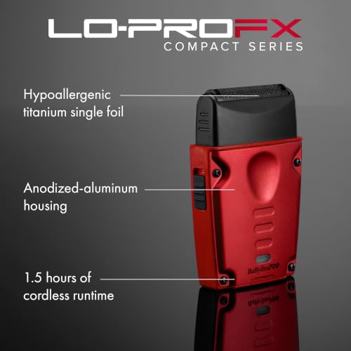 BaBylissPRO High-Performance Compact LO-PROFX Shavers for Men - color: Red, style: Shaver and Base