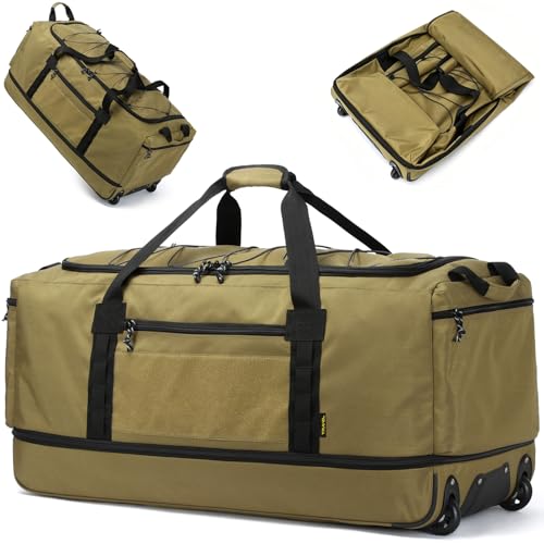 170L Extra Large Baseball Bag with Wheels Gym Duffle Softball Catchers Coach Team Equipment Bags Collapsible Rolling Travel Duffel Bat Gear Bag for Hockey Basketball Football Volleyball Soccer - color: Brown
