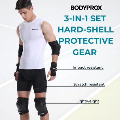 BODYPROX Knee Pads Elbow Pads Wrist Guards Set for Inline Skating, Skateboarding, Roller Derby and BMX Ride. - size: Small