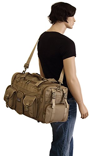 Mens Large 22" Inch Tan Duffel Duffle Military Molle Tactical Gear Shoulder Strap Travel Bag