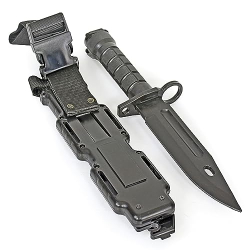 MetalTac Rubber Knife Training Airsoft with Sheath Dummy Plastic Dagger Flexible Soft Fixed Blade for Prop Halloween Martial Arts Pretend Play Cosplay Costume 11.75 inch