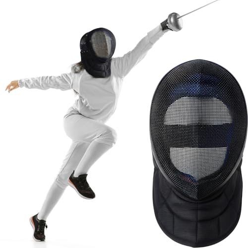 Fencing Coach Mask Mental Fencing Protective Gear Comfortable Safe Helmet for Training Sword Sparring Coaches, Black - size: Size M 24-25 Inch / 61-64 Cm