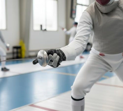Fencing Glove High Performance Padded, Washable Amara Synthetic Leather, Real Leather for Foil, Epee & Saber, Silicoated Palm Back Neoprene Padded, 350N Cuff Protective Glove. - size: XX-Small