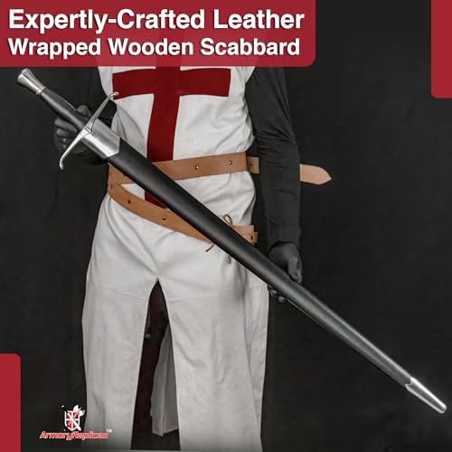 Armory Replicas™ Medieval Hand Forged Knight Sword EN45 Carbon Steel Full Tang with Scabbard - style: Medieval Double Edge Sword