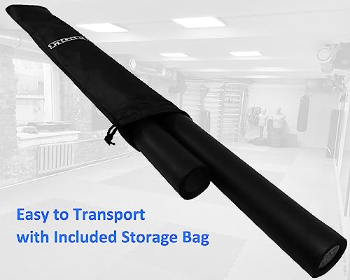 Martial Arts Equipment Foam Padded Sticks with Carry Bag Case Set 2 Pieces - color: Black
