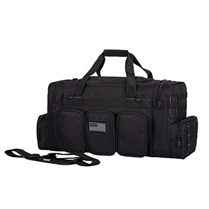 Heavy Duty Range Duffel Quality Tactical Gear Travel Sports Gym Bag Lockable Zippers with US Flag Patch 27 Inch Black - size: 27" Black