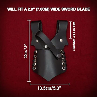Mythrojan Medieval Sword Frog Adventurer with Leather Holder for Universal Rapier, Broadsword, Cutlass - style: Black (7.5" X 5")