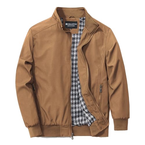 URBANFIND Men's Sports Shell Jacket Lightweight Windbreaker Outdoor Recreation Coat - color: Coffee, size: Small