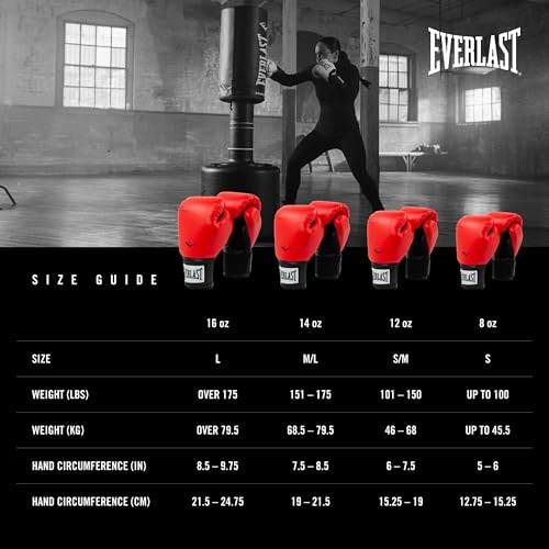 Everlast Prostyle 2 Boxing Gloves, Entry Level Training Gloves for Men and Women, Secure Fit Hook and Loop Closure & Ventilation, Heavy Bag & Speedbag Training - color: Red, size: 12 oz