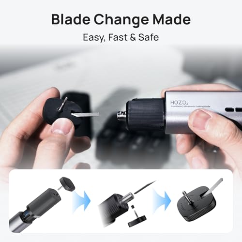 HOZO 10PCS Ultrasonic Cutter Replacement Blades – Compatible with NeoBlade & Most Ultrasonic Cutting Tools,SK5 High Carbon Steel,Safety Dispenser with Waste Slot, Blade Storage Box - 05 Curved Blade - style: 05 Curved Blade