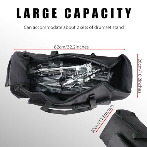 EASTROCK Drum Hardware Bag with Wheels Drum Stand Accessory Bag,Black - color: black, size: with Wheels