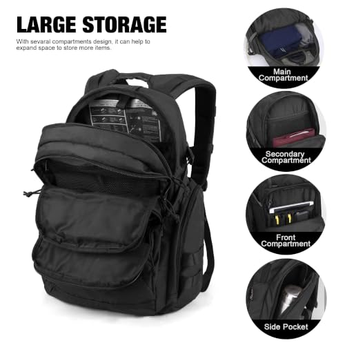 Mardingtop 40L Tactical Backpack for Men, Large Molle Military Rucksack Assault Pack for Hiking Travel Camping - color: Black