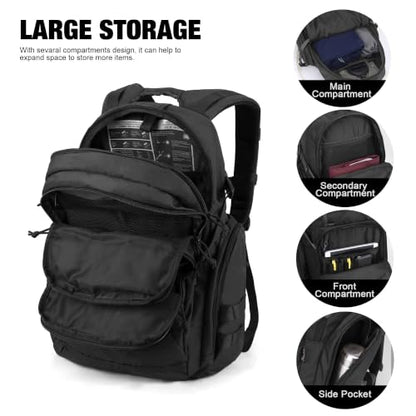Mardingtop 40L Tactical Backpack for Men, Large Molle Military Rucksack Assault Pack for Hiking Travel Camping - color: Black