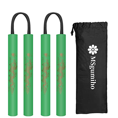 Nunchucks Cord Nunchakus Safe Foam Rubber Training Nunchucks with Cord 2PCS for Kids & Beginners Practice and Training - color: Green