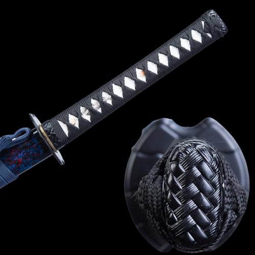 Handmade Sharp Katana, Traditional Clay Tempered 1060/9260/T10 Steel, Full Tang Real Katana Sword, Authentic Japanese Craft Samurai Sword - color: Purple